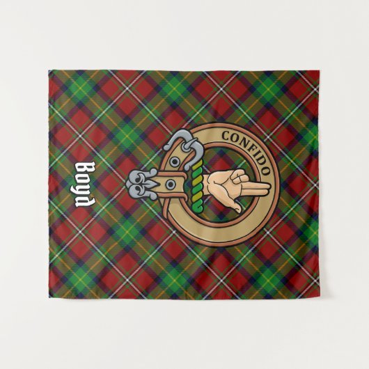 Clan Boyd Crest over Tartan Wandkleed (Voorkant (horizontaal))
