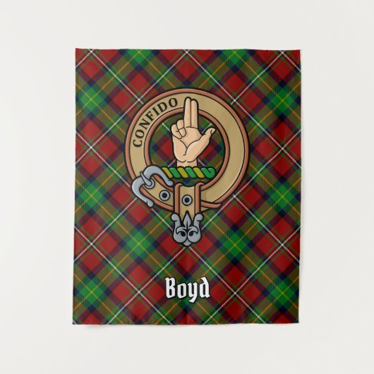 Clan Boyd Crest over Tartan Wandkleed (Voorkant)