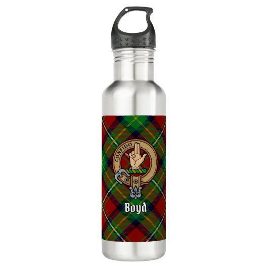 Clan Boyd Crest over Tartan Waterfles (Voorkant)
