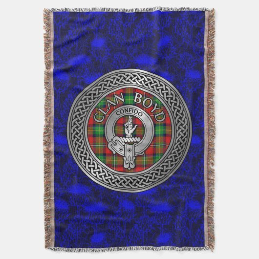 Clan Boyd Crest & Tartan Knot Deken (Voorkant Verticaal)