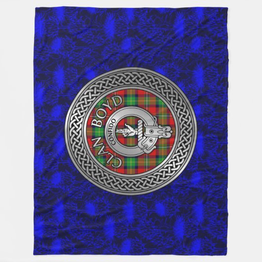 Clan Boyd Crest & Tartan Knot Fleece Deken (Voorkant)