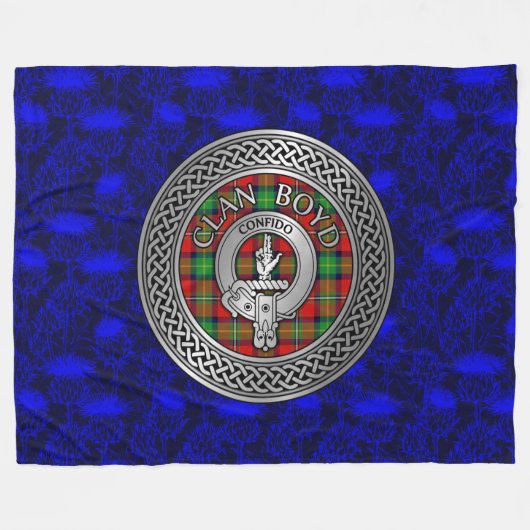 Clan Boyd Crest & Tartan Knot Fleece Deken (Voorkant (Horizontaal))