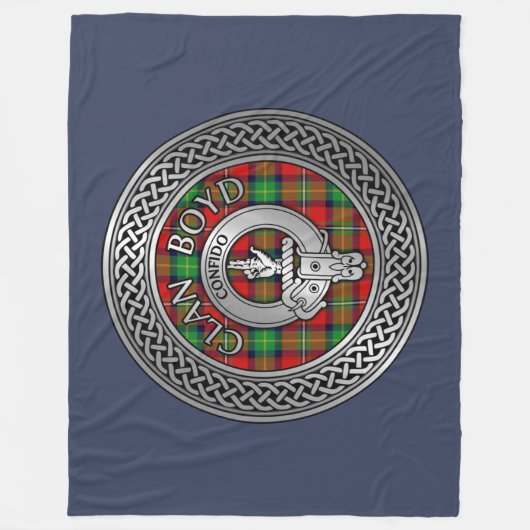 Clan Boyd Crest & Tartan Knot Fleece Deken (Voorkant)