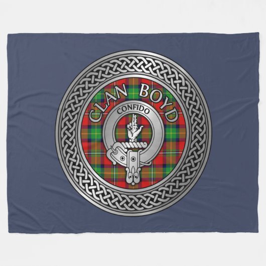 Clan Boyd Crest & Tartan Knot Fleece Deken (Voorkant (Horizontaal))