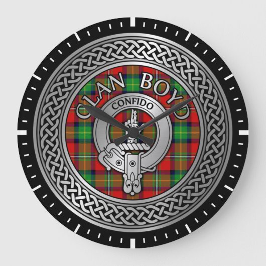 Clan Boyd Crest & Tartan Knot Grote Klok (Voorkant)