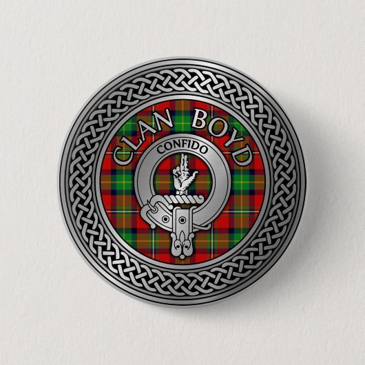 Clan Boyd Crest & Tartan Knot Ronde Button 5,7 Cm (Voorkant)
