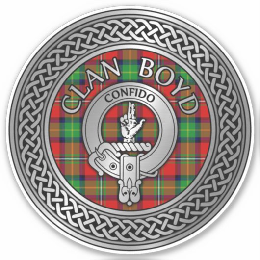 Clan Boyd Crest & Tartan Knot Sticker (Voorkant)