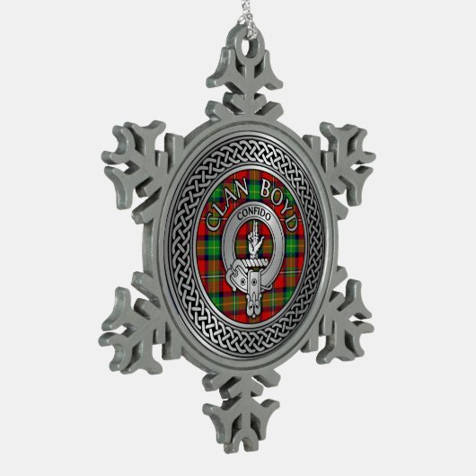 Clan Boyd Crest & Tartan Knot Tin Sneeuwvlok Ornament (Links)