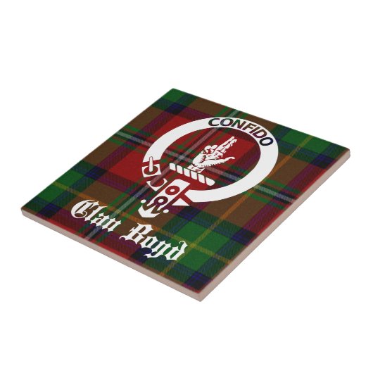 Clan Boyd Crest Tartan Tegeltje (Zijkant)
