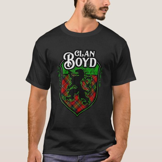 Clan Boyd Surname Scottish Tartan Lion Rampant Cre T-shirt (Voorkant)