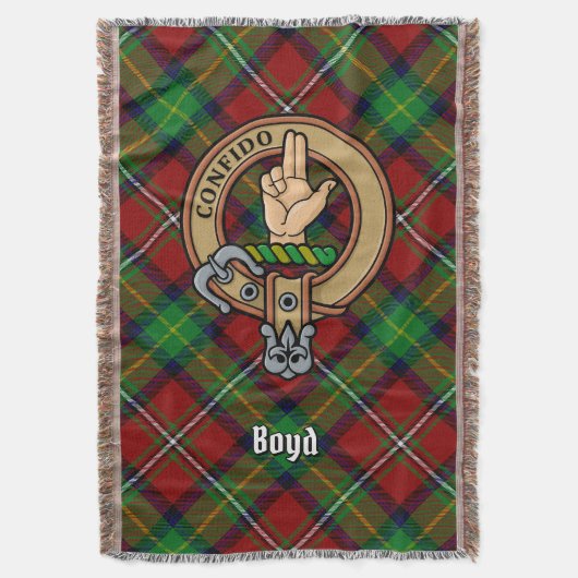 Clan Boyd Wapen over Tartan Deken (Voorkant Verticaal)
