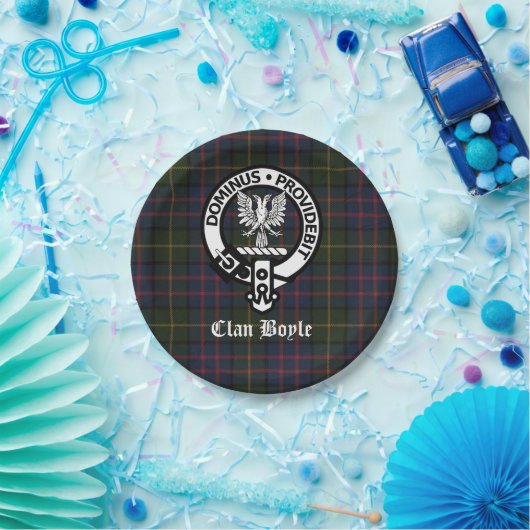 Clan Boyle Crest Badge en Tartan Papieren Bordje (Feest)