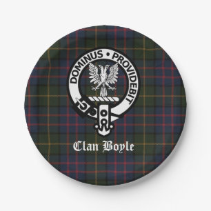 Clan Boyle Crest Badge en Tartan Papieren Bordje