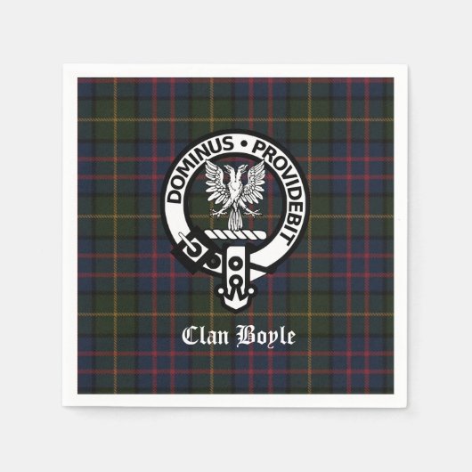 Clan Boyle Crest Badge en Tartan Servet (Voorkant)