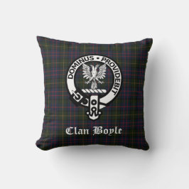 Clan Boyle Crest Badge & Tartan Kussen