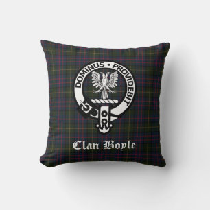 Clan Boyle Crest Badge & Tartan Kussen