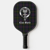 Clan Boyle Crest Badge & Tartan Pickleball Paddle (Voorkant)