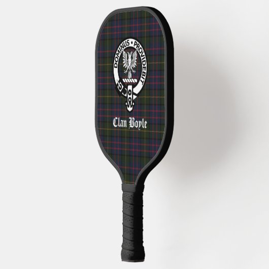 Clan Boyle Crest Badge & Tartan Pickleball Paddle (Links)