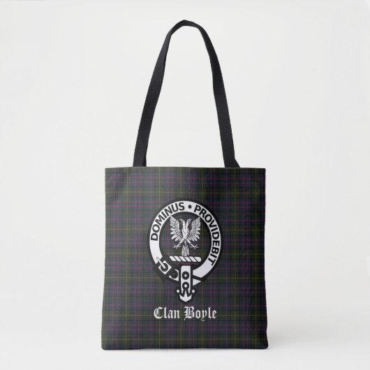 Clan Boyle Crest Badge & Tartan Tote Bag (Voorkant)