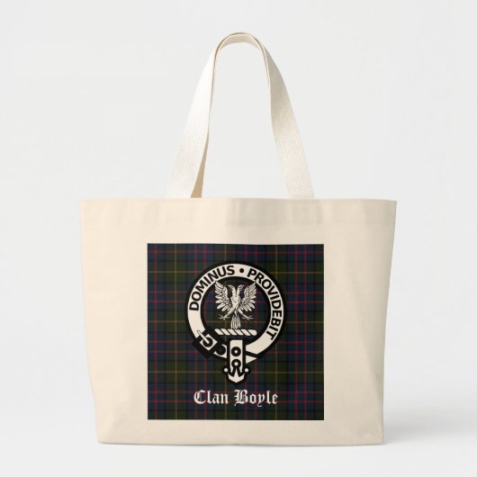 Clan Boyle Crest & Tartan Grote Tote Bag (Voorkant)