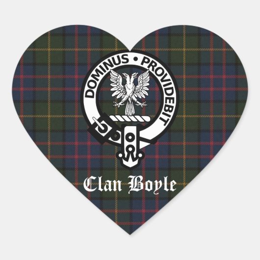 Clan Boyle Crest & Tartan Hart Sticker (Voorkant)