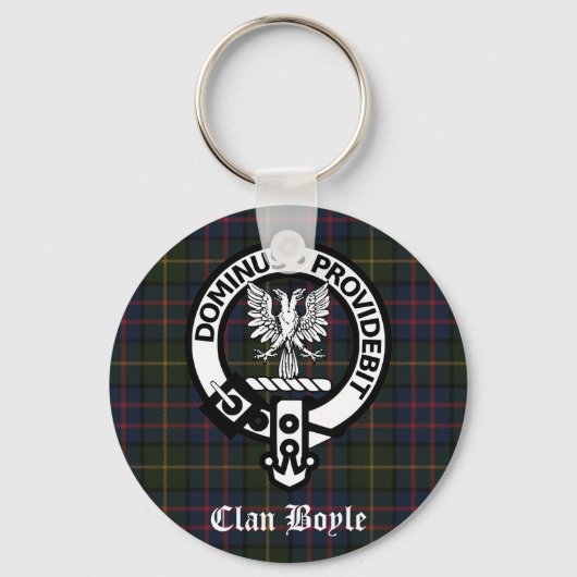 Clan Boyle Crest & Tartan Sleutelhanger (Voorkant)