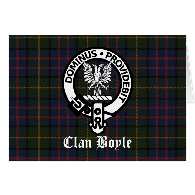 Clan Boyle Crest & Tartan Wenskaart (Voorkant Horizontaal)