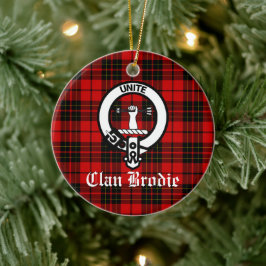 Clan Brodie Crest Badge en Tartan Keramisch Ornament