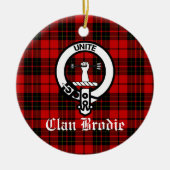 Clan Brodie Crest Badge en Tartan Keramisch Ornament (Voorkant)