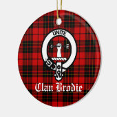 Clan Brodie Crest Badge en Tartan Keramisch Ornament (Links)