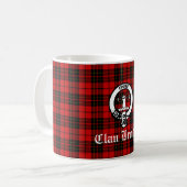 Clan Brodie Crest Badge en Tartan Koffiemok (Voorkant links)