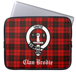 Clan Brodie Crest Badge en Tartan Laptop Sleeve