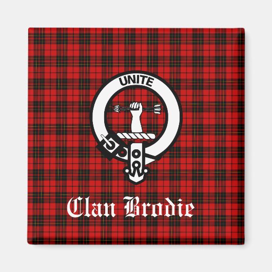 Clan Brodie Crest Badge en Tartan Magneet (Voorkant)