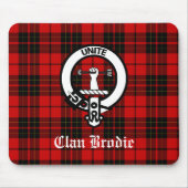 Clan Brodie Crest Badge en Tartan Muismat (Voorkant)