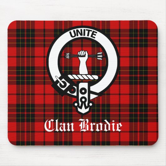 Clan Brodie Crest Badge en Tartan Muismat (Voorkant)