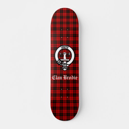 Clan Brodie Crest Badge en Tartan Persoonlijk Skateboard (Voorkant)