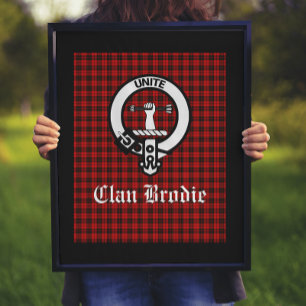 Clan Brodie Crest Badge en Tartan Poster