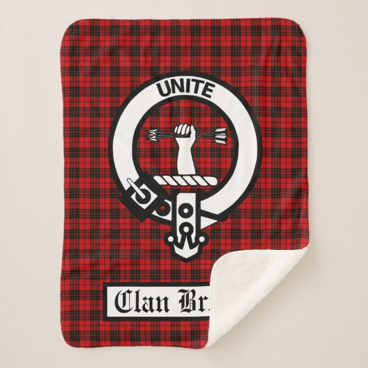 Clan Brodie Crest Badge & Tartan Sherpa Deken (Voorkant)
