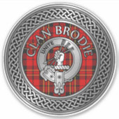 Clan Brodie Crest & Tartan Knot Sticker (Voorkant)
