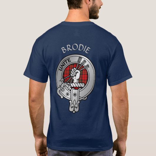 Clan Brodie Crest & Tartan T-shirt (Achterkant)
