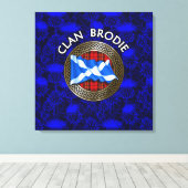 Clan Brodie Tartan Knot & Flag Canvas Afdruk (Insitu (Houten vloer))