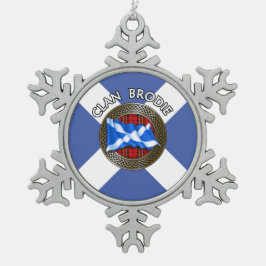 Clan Brodie Tartan Knot & Flag Tin Sneeuwvlok Ornament