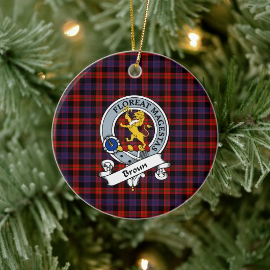 Clan Broun Modern Badge Schotse Plaid Keramisch Ornament (Boom)