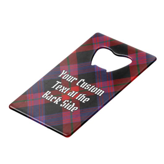 Clan Brown Crest over Tartan Creditkaart Flessenopener (Achterkant Gekanteld)