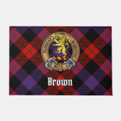 Clan Brown Crest over Tartan Deurmat (Voorkant)