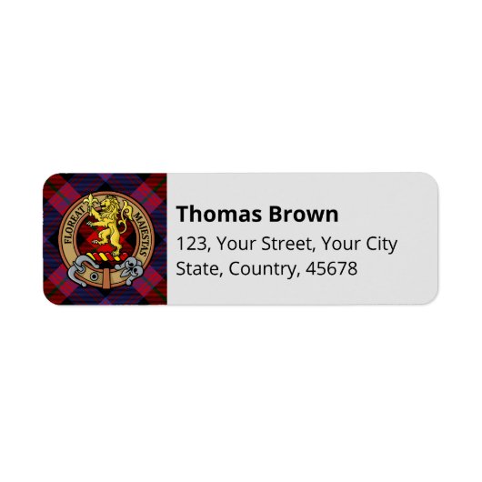 Clan Brown Crest over Tartan Etiket (Voorkant)