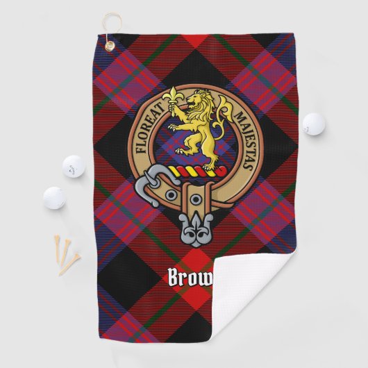 Clan Brown Crest over Tartan Golfhanddoek (Insitu)