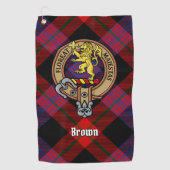 Clan Brown Crest over Tartan Golfhanddoek (Voorkant)