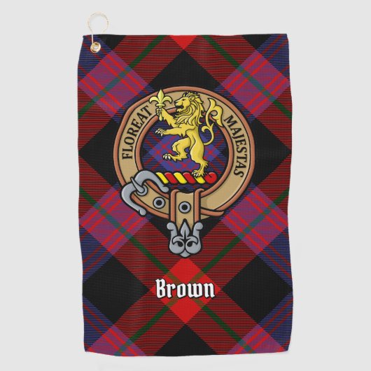 Clan Brown Crest over Tartan Golfhanddoek (Voorkant)