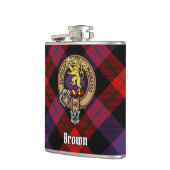 Clan Brown Crest over Tartan Heupfles (Links)